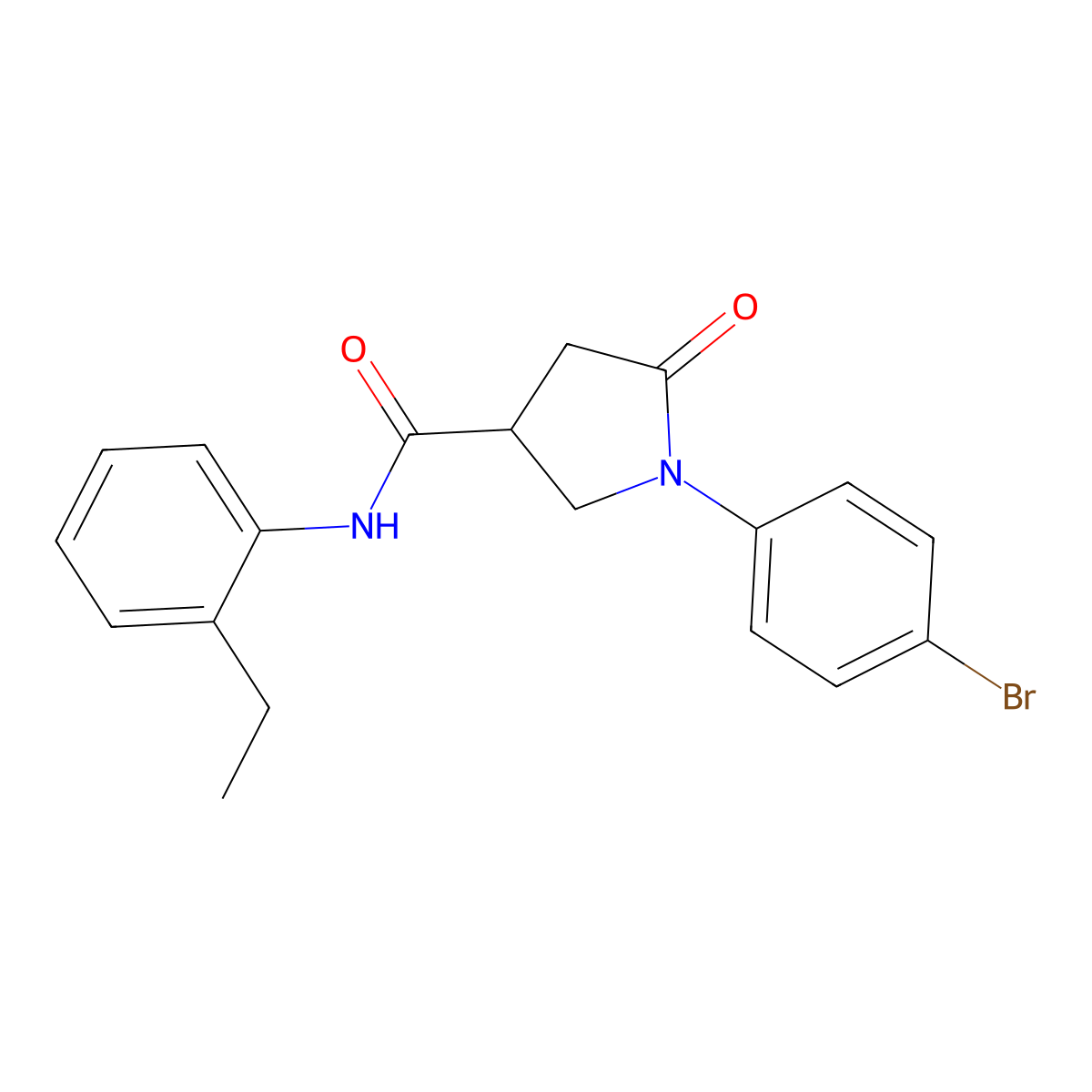 1-(4-bromophenyl)-N-(2-ethylphenyl)-5-oxopyrrolidine-3-carboxamide molecular structure, CAS 327991-88-8