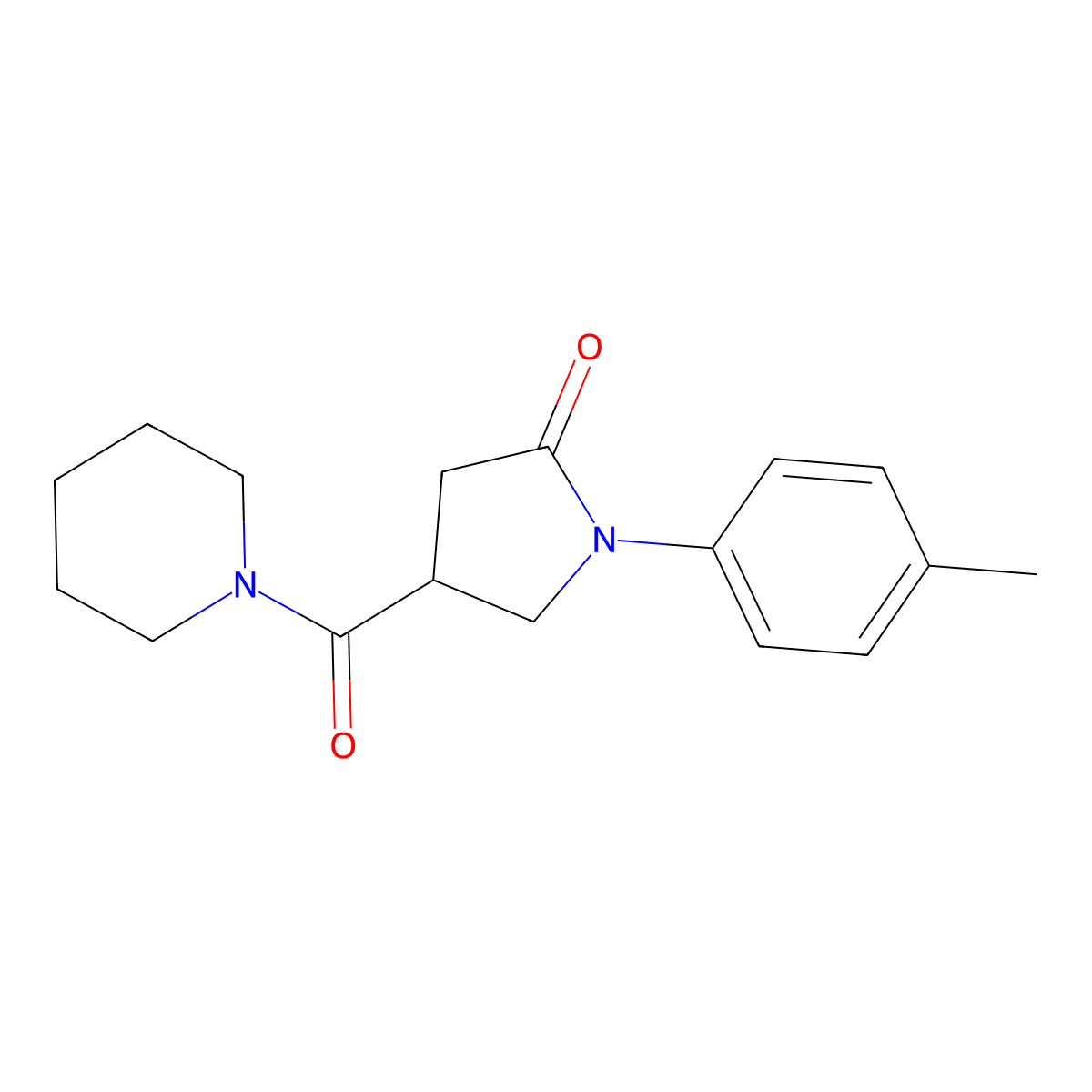 1-(4-Methylphenyl)-4-(piperidin-1-ylcarbonyl)pyrrolidin-2-one molecular structure, CAS 327992-72-3