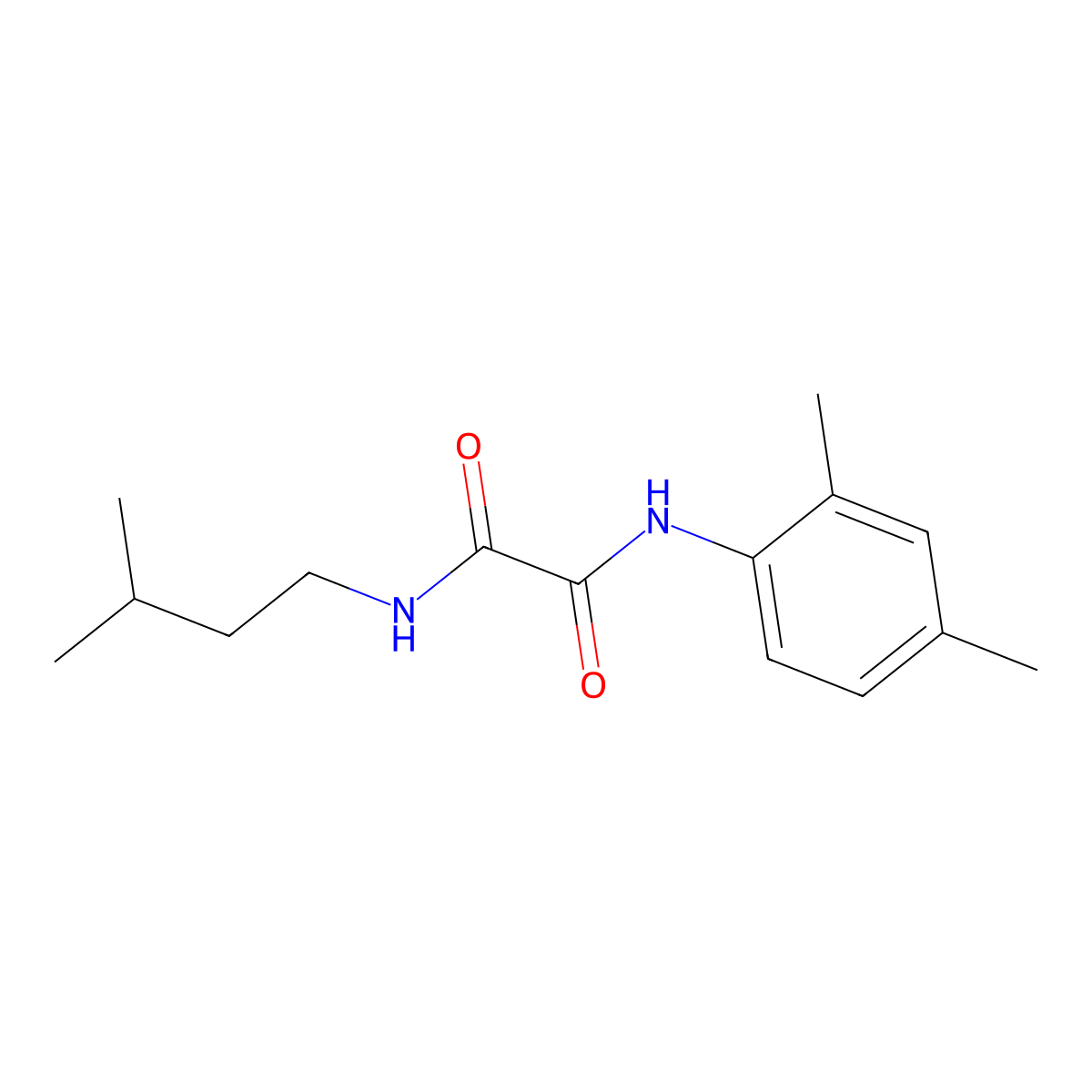 N'-(2,4-dimethylphenyl)-N-(3-methylbutyl)oxamide molecular structure, CAS 327992-82-5