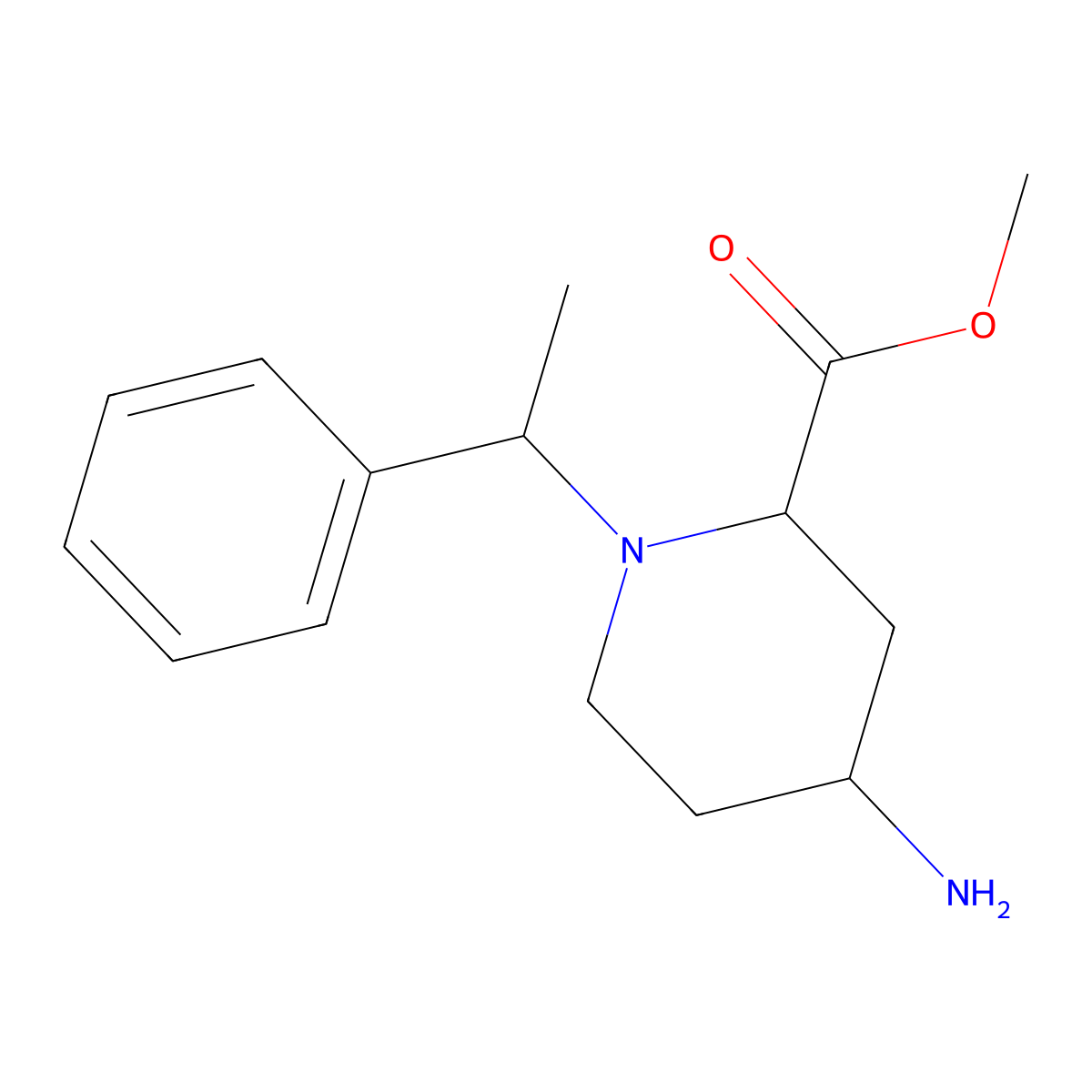 methyl (2R,4R)-4-amino-1-((S)-1-phenylethyl)piperidine-2-carboxylate molecular structure, CAS 327996-40-7