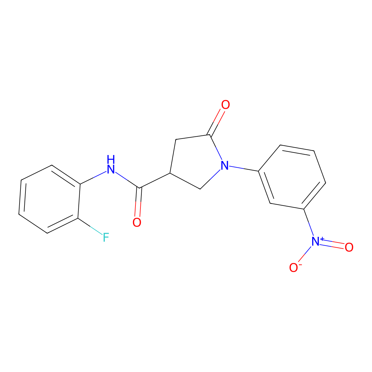 N-(2-fluorophenyl)-1-(3-nitrophenyl)-5-oxopyrrolidine-3-carboxamide molecular structure, CAS 327999-01-9