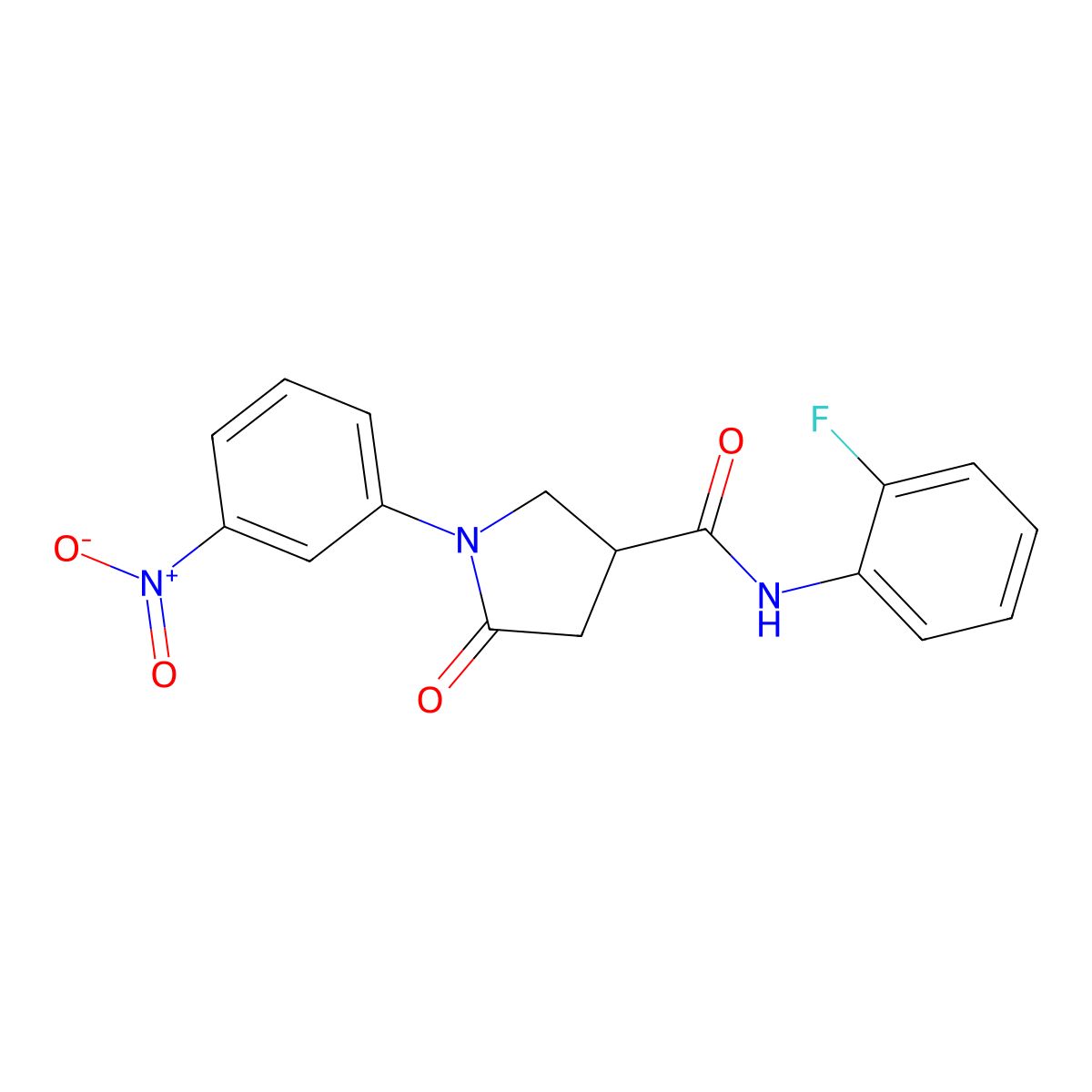 N-(2-fluorophenyl)-1-(3-nitrophenyl)-5-oxopyrrolidine-3-carboxamide molecular structure, CAS 327999-01-9