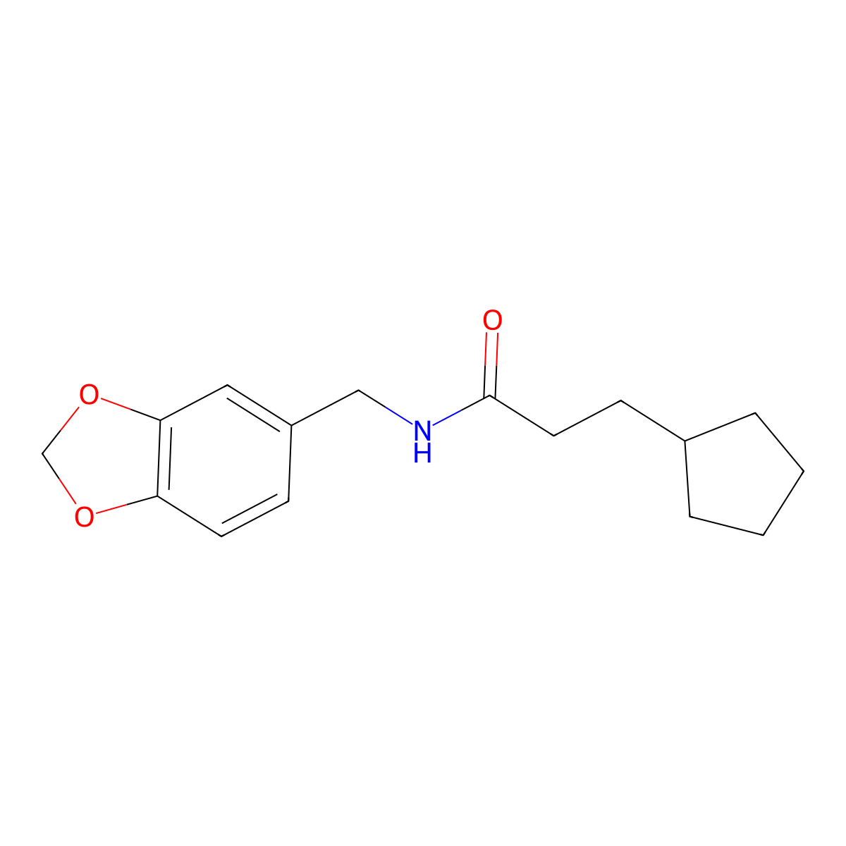 N-(1,3-benzodioxol-5-ylmethyl)-3-cyclopentylpropanamide molecular structure, CAS 327999-14-4