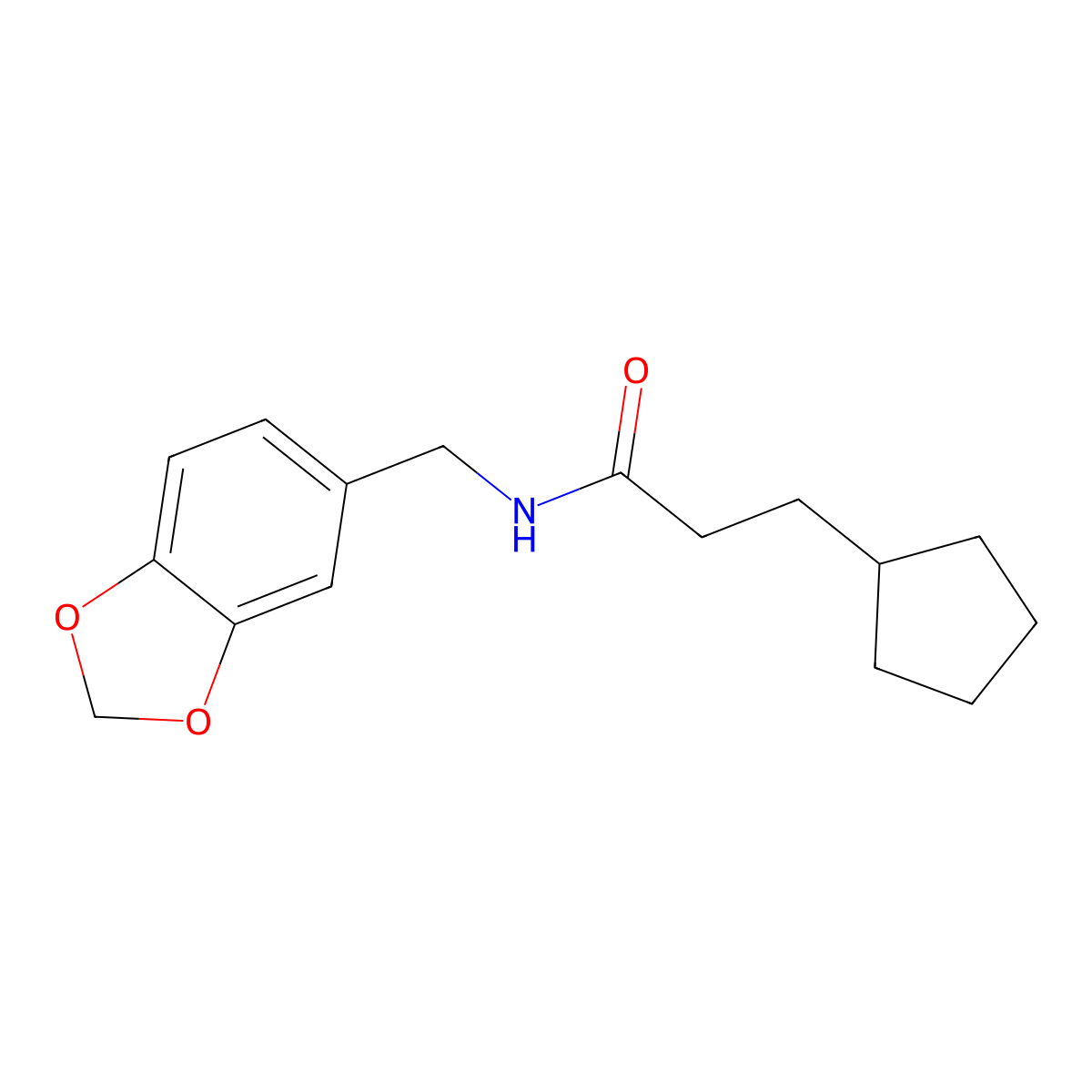 N-(1,3-benzodioxol-5-ylmethyl)-3-cyclopentylpropanamide molecular structure, CAS 327999-14-4