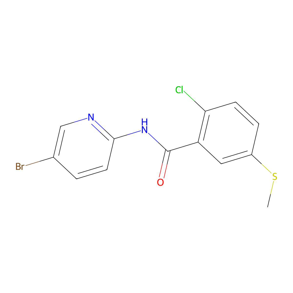 N-(5-bromopyridin-2-yl)-2-chloro-5-methylsulfanylbenzamide molecular structure, CAS 327999-23-5
