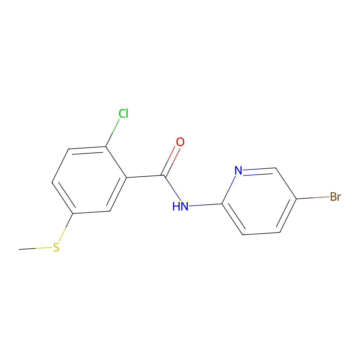 N-(5-bromopyridin-2-yl)-2-chloro-5-methylsulfanylbenzamide molecular structure, CAS 327999-23-5