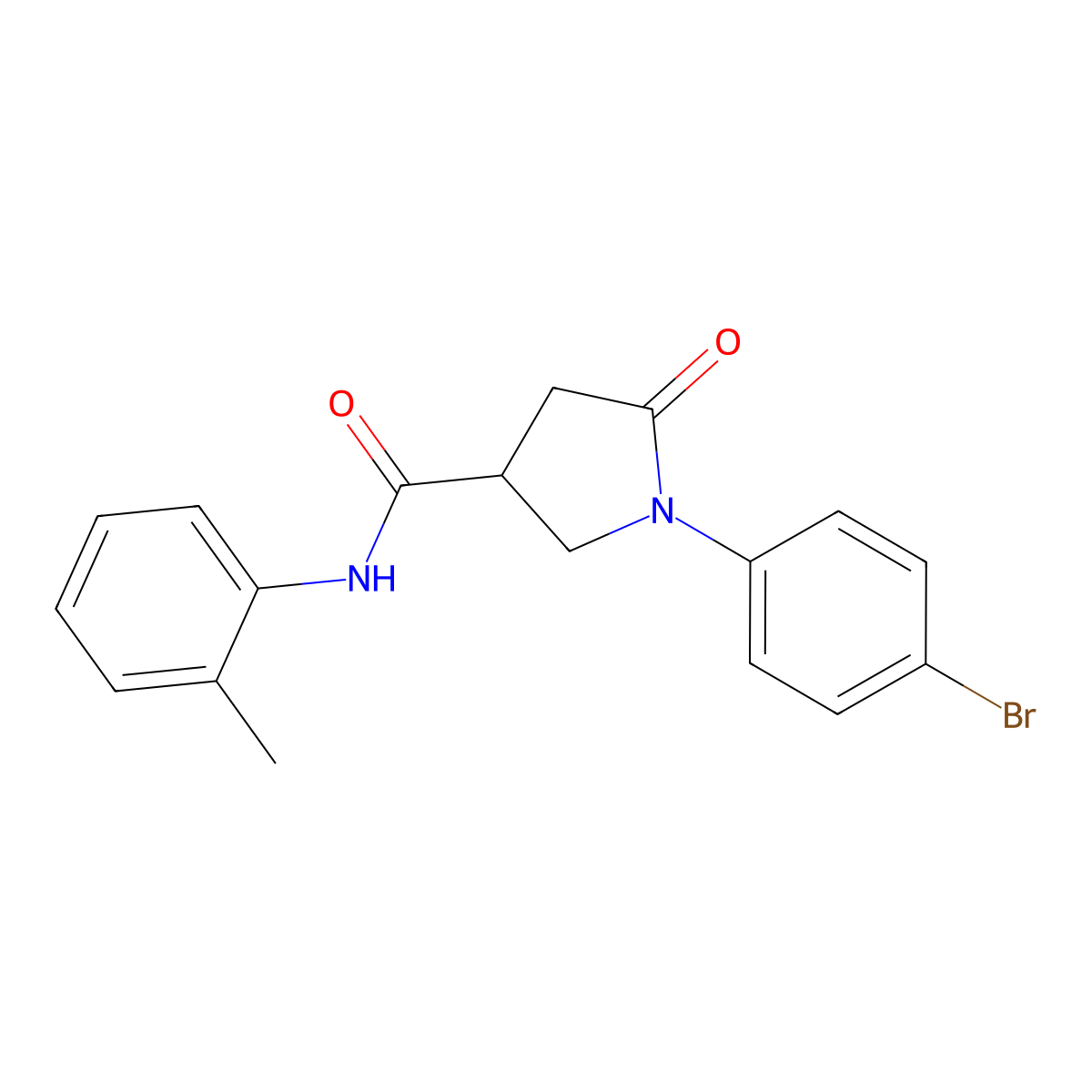1-(4-bromophenyl)-N-(2-methylphenyl)-5-oxopyrrolidine-3-carboxamide molecular structure, CAS 327999-39-3