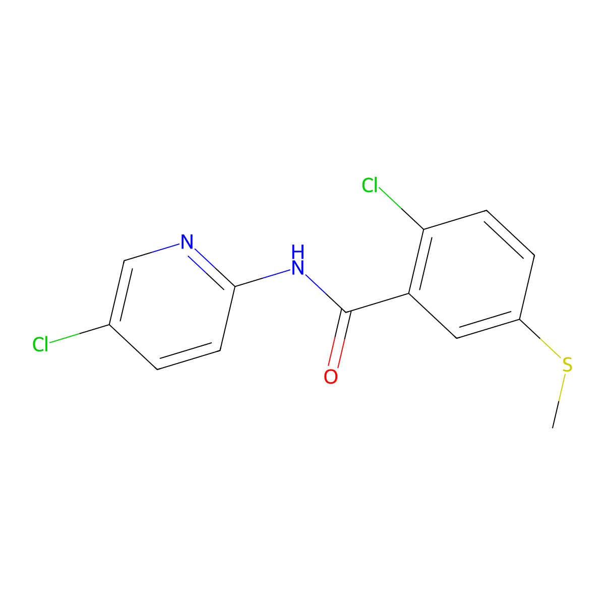 2-chloro-N-(5-chloropyridin-2-yl)-5-methylsulfanylbenzamide molecular structure, CAS 327999-45-1