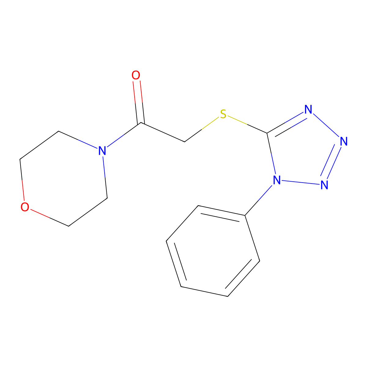 1-Morpholin-4-yl-2-(1-phenyltetrazol-5-yl)sulfanylethanone molecular structure, CAS 327999-58-6