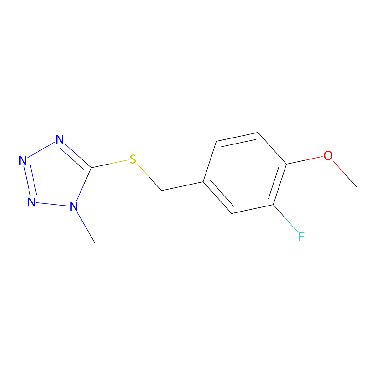 5-(3-Fluoro-4-methoxy-benzylsulfanyl)-1-methyl-1H-tetrazole molecular structure, CAS 327999-68-8