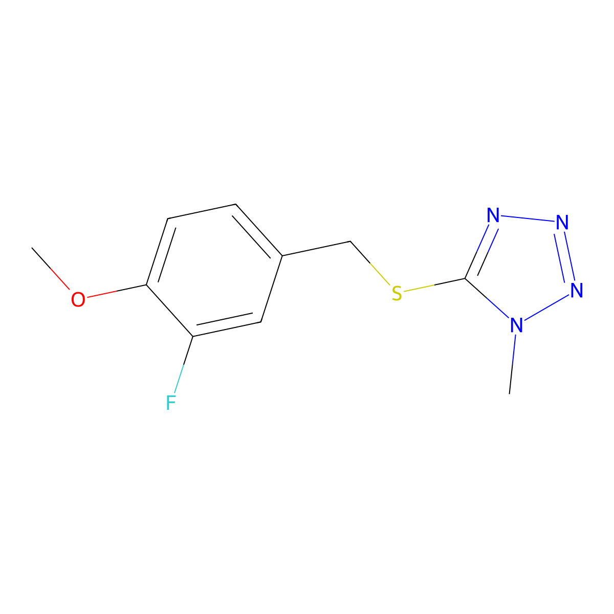5-(3-Fluoro-4-methoxy-benzylsulfanyl)-1-methyl-1H-tetrazole molecular structure, CAS 327999-68-8