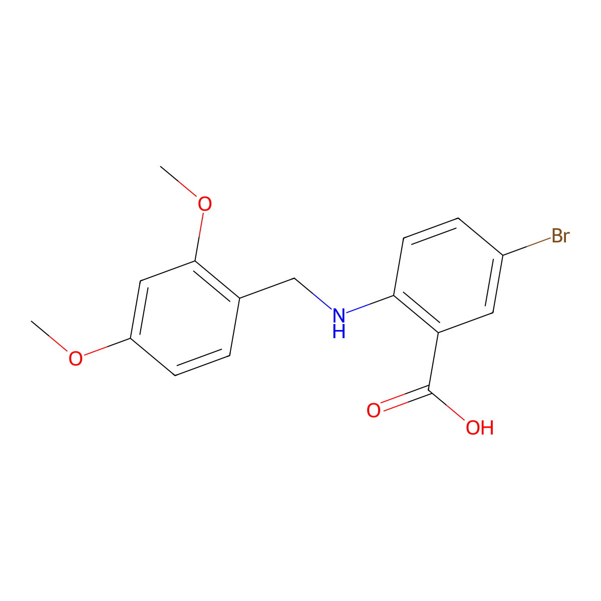 2-{[(2,4-Dimethoxyphenyl)methyl]amino}-5-bromobenzoic acid molecular structure, CAS 327999-72-4