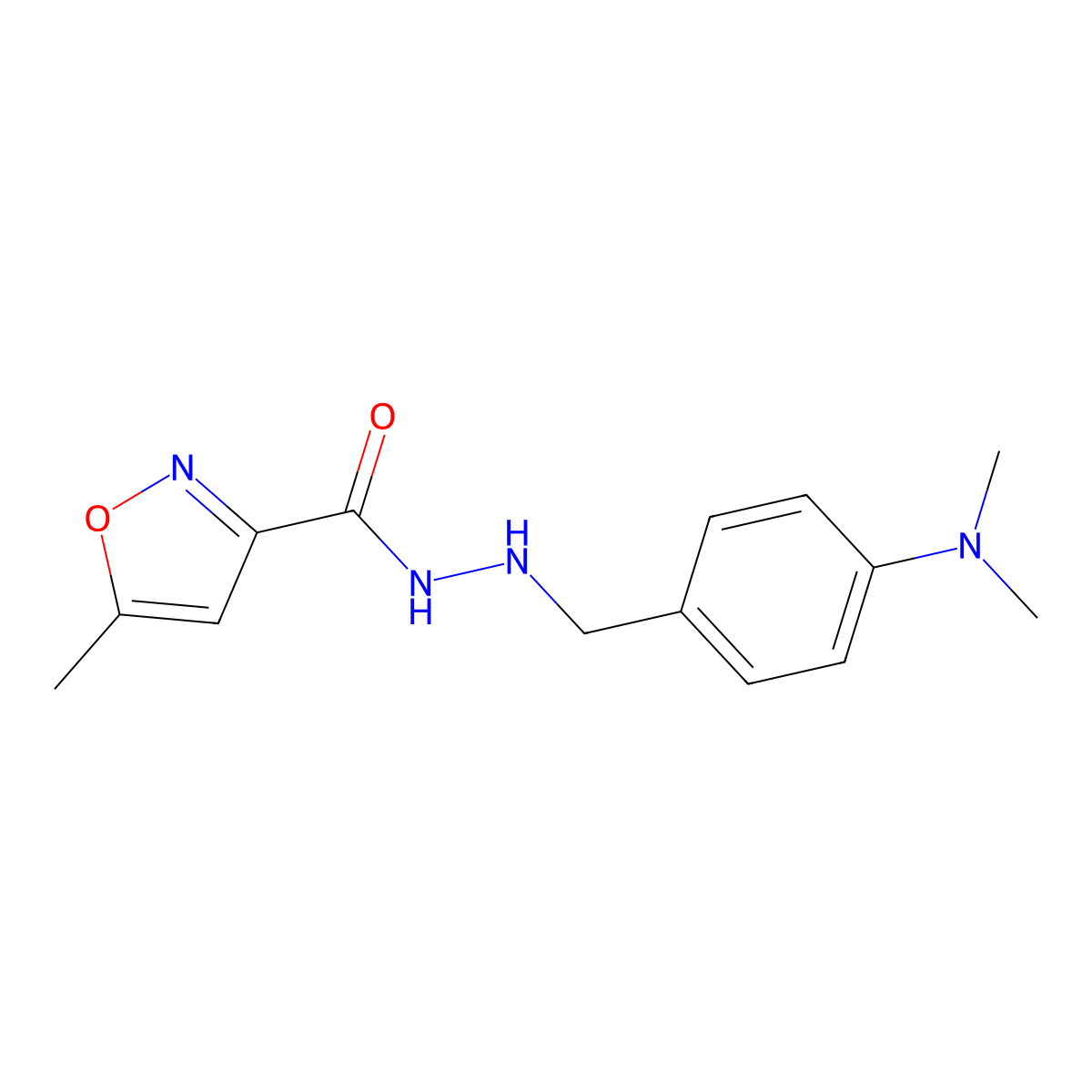 3-Isoxazolecarboxylic acid, 5-methyl-, 2-(p-(dimethylamino)benzyl)hydrazide molecular structure, CAS 328-33-6