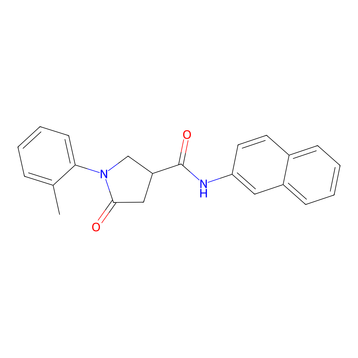 1-(2-methylphenyl)-N-(2-naphthyl)-5-oxo-3-pyrrolidinecarboxamide molecular structure, CAS 328002-41-1