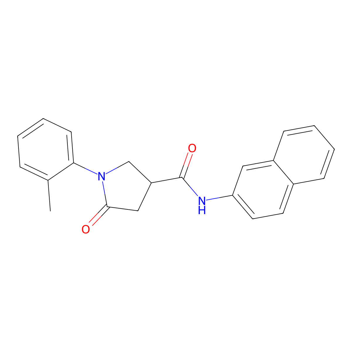 1-(2-methylphenyl)-N-(2-naphthyl)-5-oxo-3-pyrrolidinecarboxamide molecular structure, CAS 328002-41-1