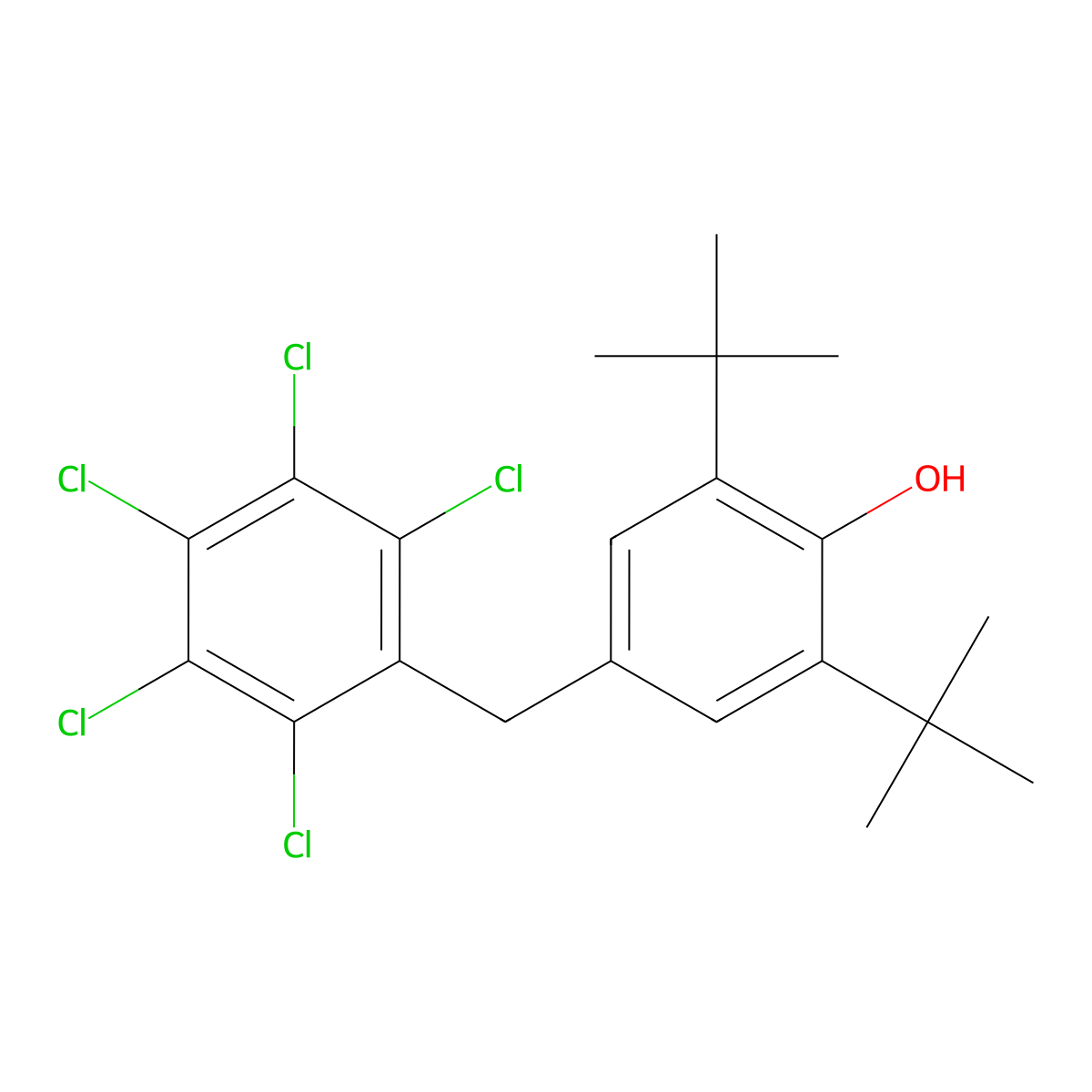 2,6-Di-tert-butyl-4-(pentachlorobenzyl)phenol molecular structure, CAS 328003-14-1
