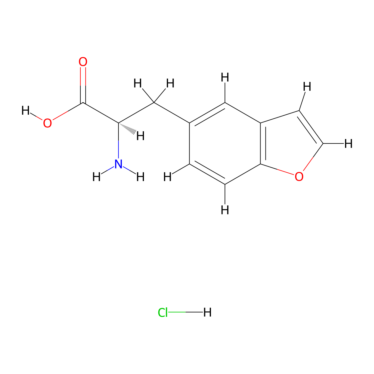 (2R)-2-amino-3-(1-benzofuran-5-yl)propanoic acid hydrochloride molecular structure, CAS 328005-83-0