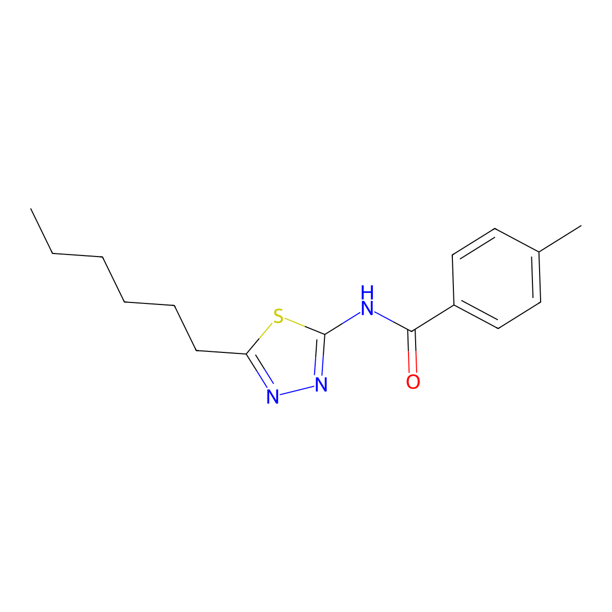 N-(5-hexyl-1,3,4-thiadiazol-2-yl)-4-methylbenzamide molecular structure, CAS 328006-18-4