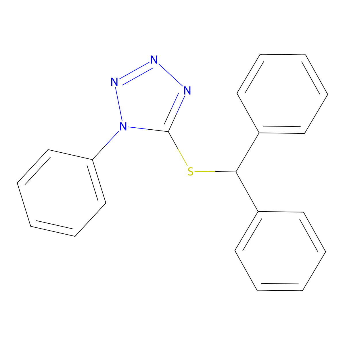 5-Benzhydrylsulfanyl-1-phenyltetrazole molecular structure, CAS 328006-20-8