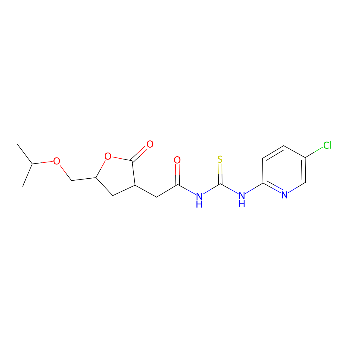 N-[(5-chloropyridin-2-yl)carbamothioyl]-2-[2-oxo-5-(propan-2-yloxymethyl)oxolan-3-yl]acetamide molecular structure, CAS 328009-08-1