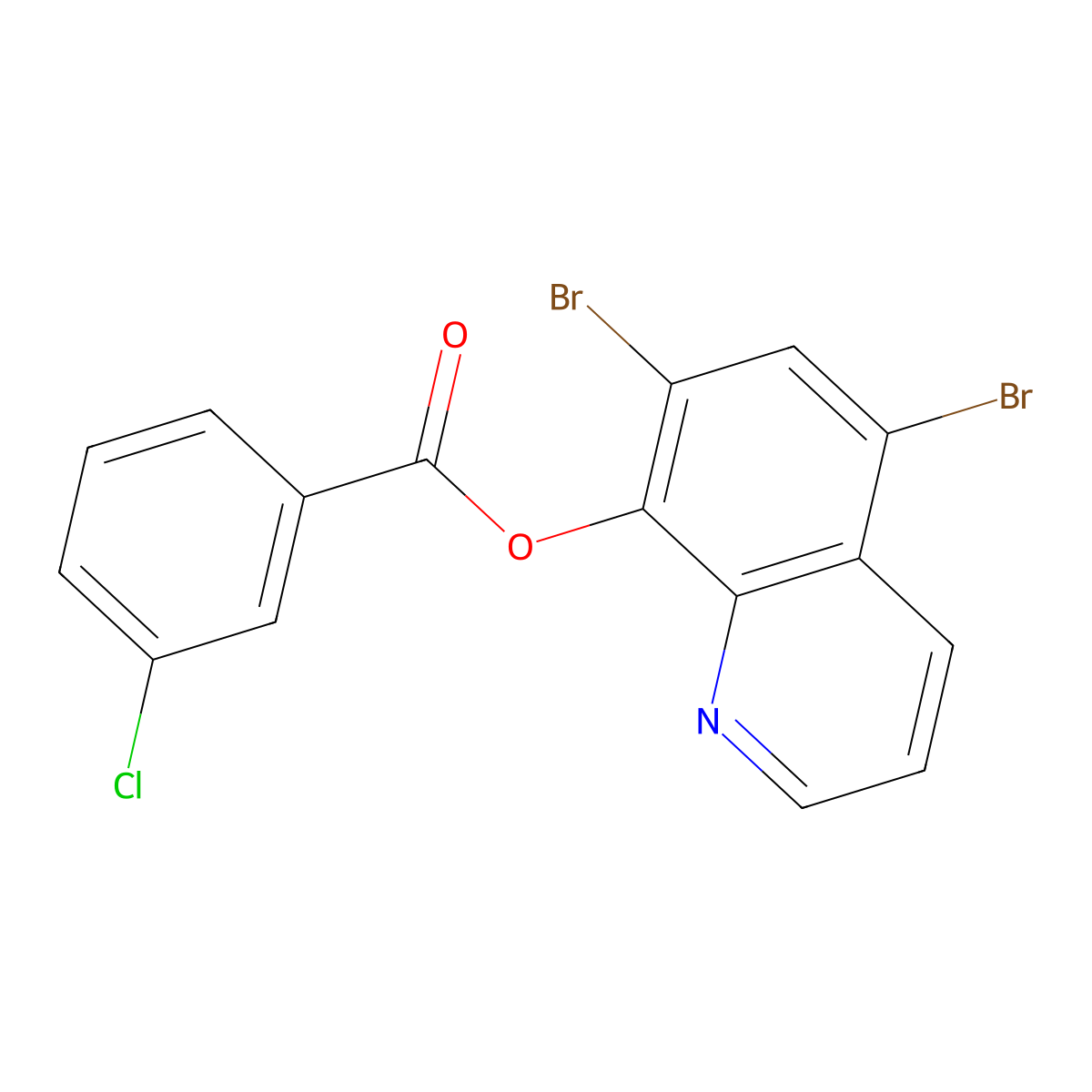 5,7-Dibromoquinolin-8-yl 3-chlorobenzoate molecular structure, CAS 328009-35-4