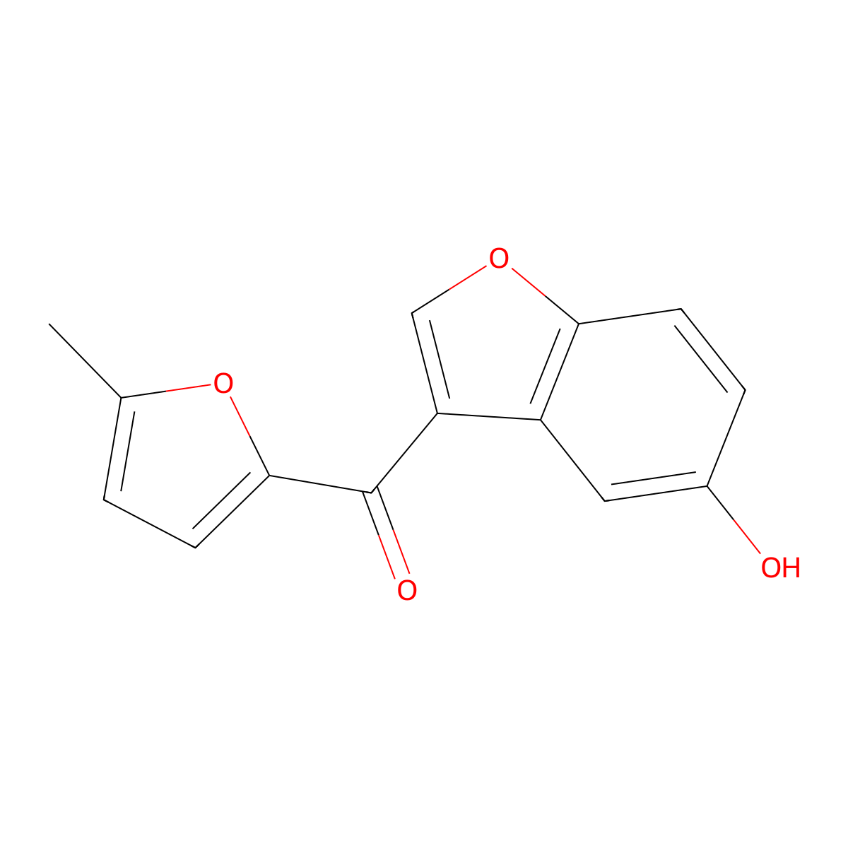(5-Hydroxybenzofuran-3-yl)(5-methylfuran-2-yl)methanone molecular structure, CAS 328009-37-6