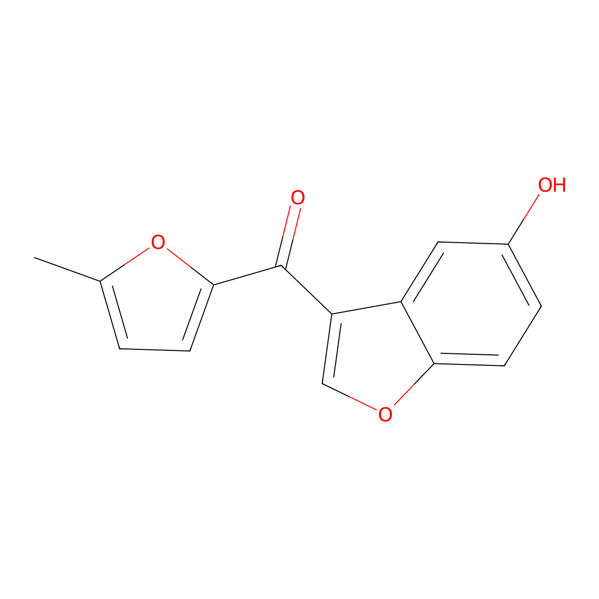 (5-Hydroxybenzofuran-3-yl)(5-methylfuran-2-yl)methanone molecular structure, CAS 328009-37-6