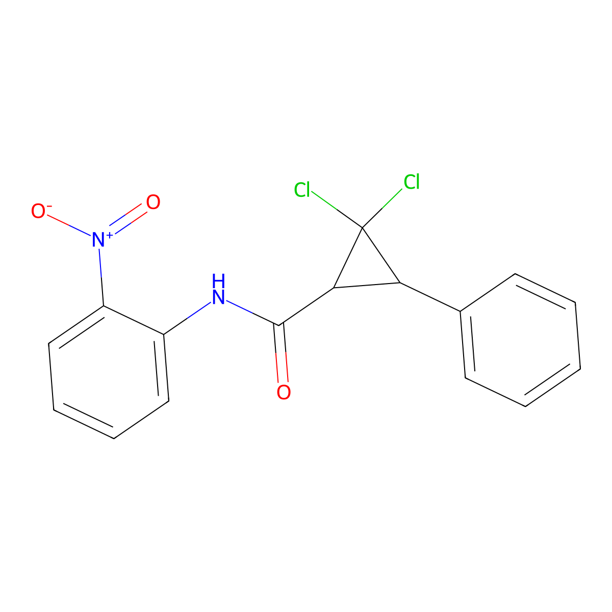 2,2-dichloro-N-(2-nitrophenyl)-3-phenylcyclopropane-1-carboxamide molecular structure, CAS 328009-60-5