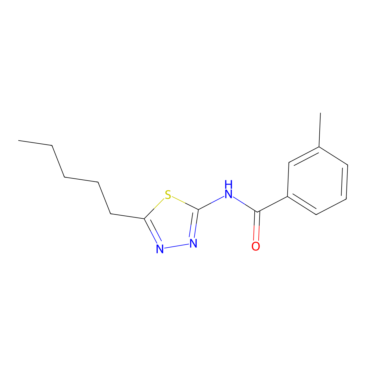 3-Methyl-N-(5-pentyl-1,3,4-thiadiazol-2-yl)benzamide molecular structure, CAS 328010-09-9