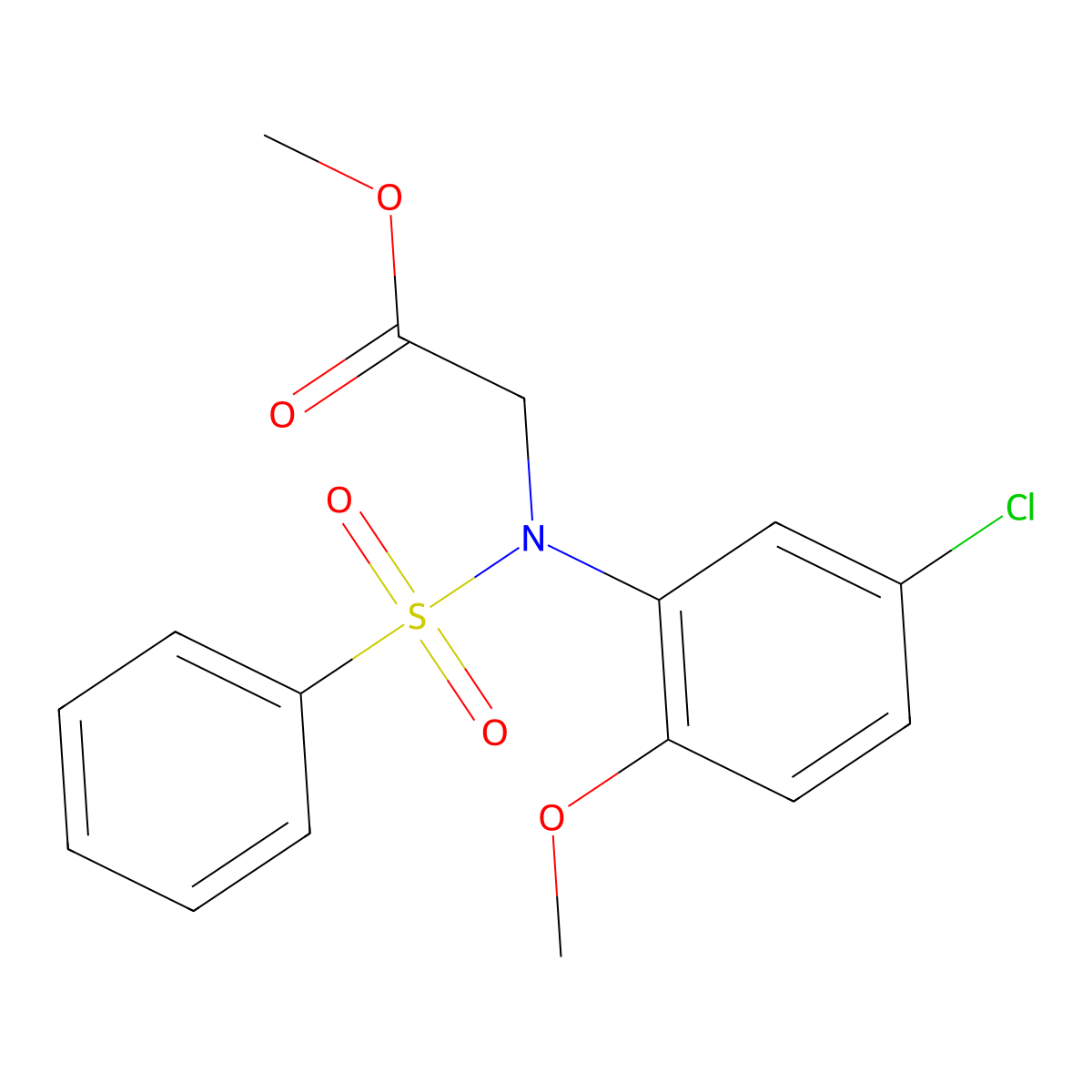 Methyl N-(5-chloro-2-methoxyphenyl)-N-(phenylsulfonyl)glycinate molecular structure, CAS 328010-54-4