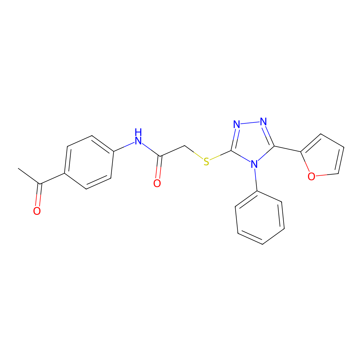 N-(4-acetylphenyl)-2-[[5-(furan-2-yl)-4-phenyl-1,2,4-triazol-3-yl]sulfanyl]acetamide molecular structure, CAS 328012-18-6