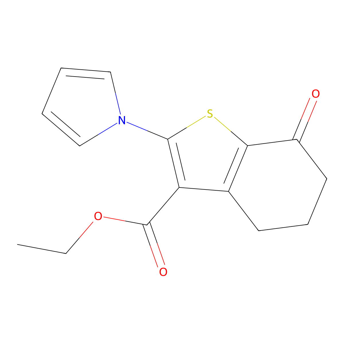 Ethyl 7-oxo-2-(1H-pyrrol-1-yl)-4,5,6,7-tetrahydro-1-benzothiophene-3-carboxylate molecular structure, CAS 328012-79-9