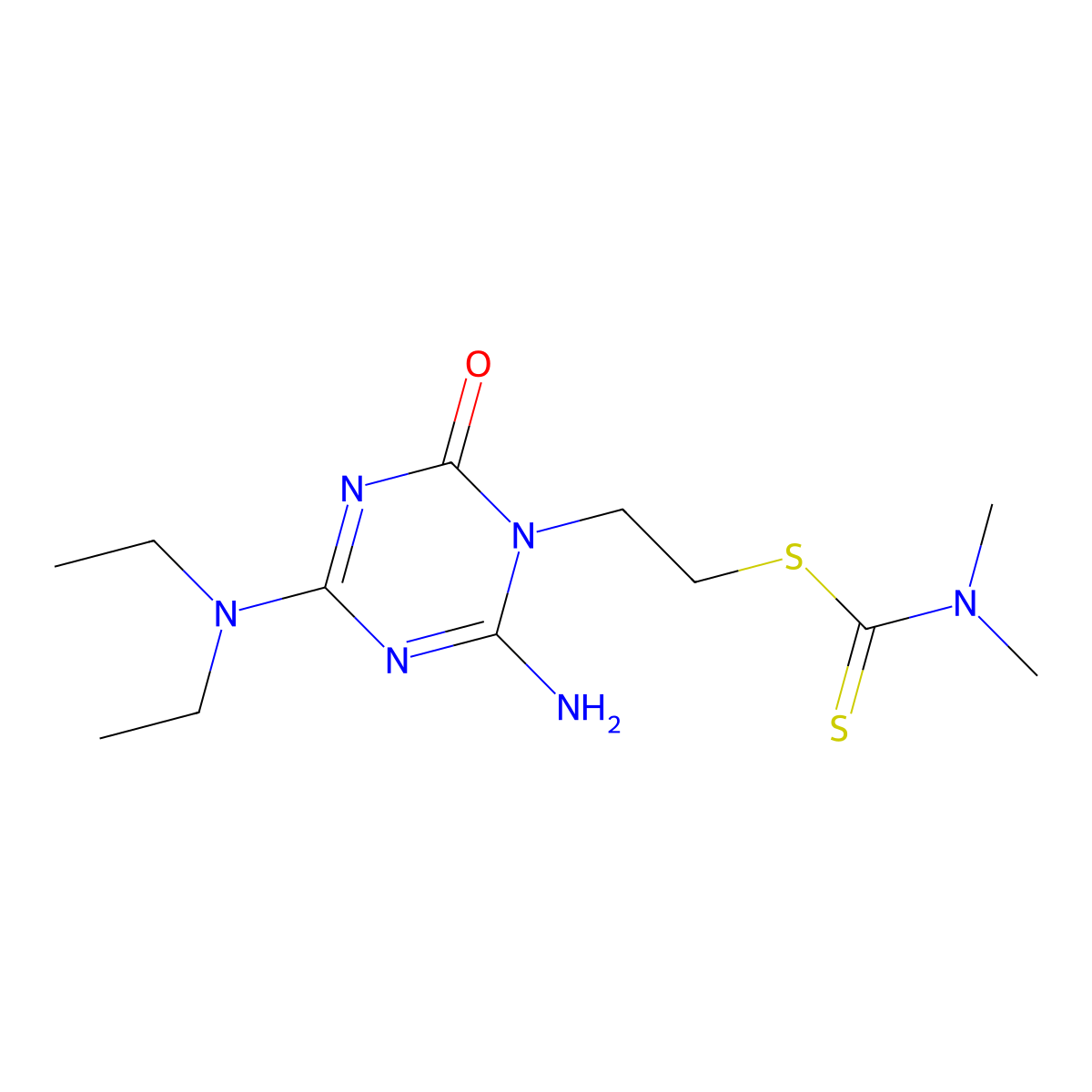 2-[2-amino-4-(diethylamino)-6-oxo-1,3,5-triazin-1-yl]ethyl N,N-dimethylcarbamodithioate molecular structure, CAS 328012-97-1