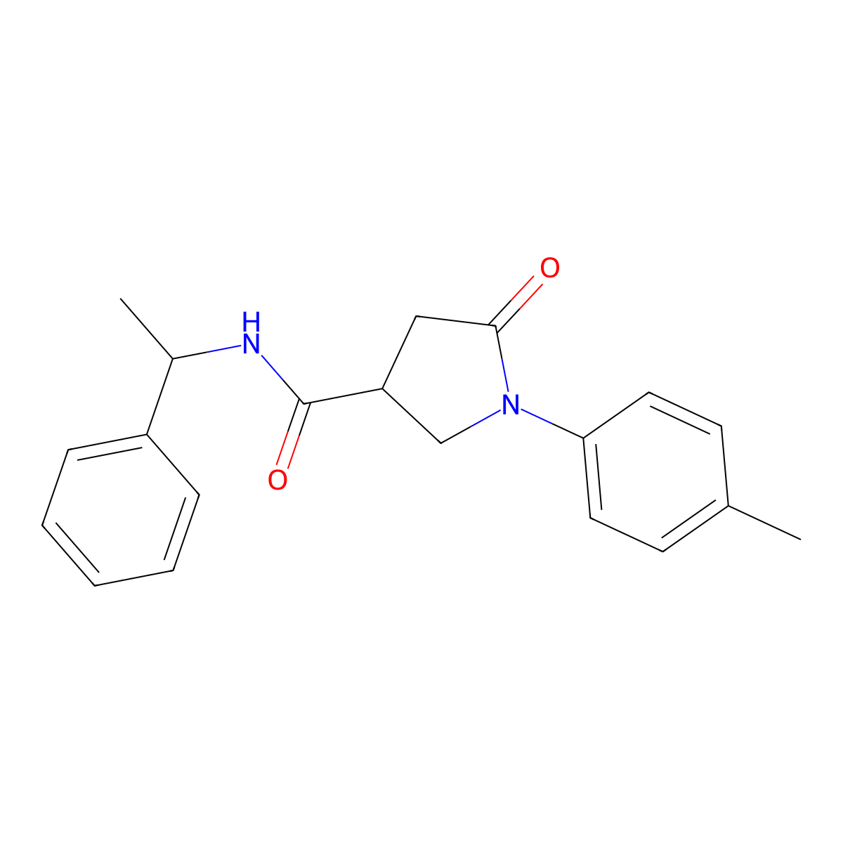 1-(4-methylphenyl)-5-oxo-N-(1-phenylethyl)pyrrolidine-3-carboxamide molecular structure, CAS 328013-14-5