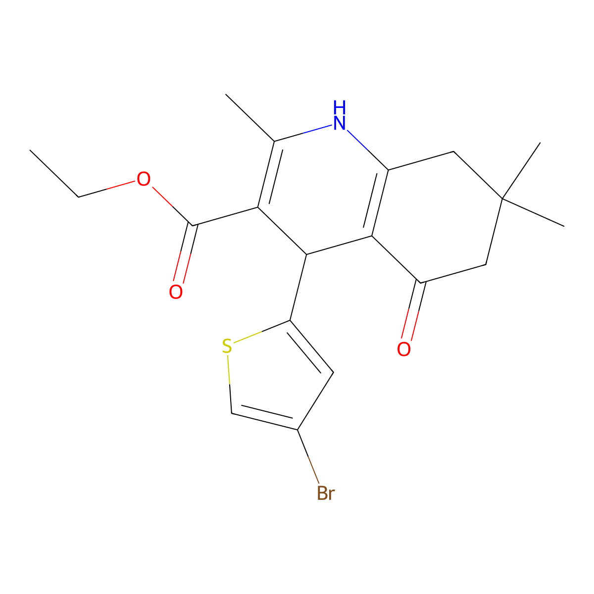 Ethyl 4-(4-bromothiophen-2-yl)-2,7,7-trimethyl-5-oxo-1,4,6,8-tetrahydroquinoline-3-carboxylate molecular structure, CAS 328014-72-8