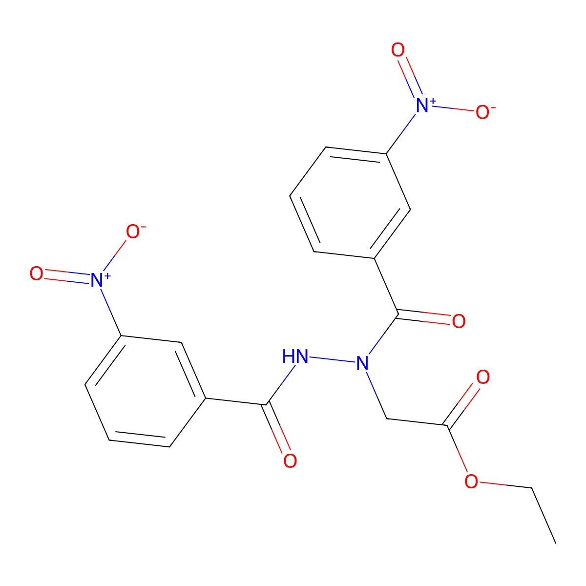 Ethyl (1,2-bis{3-nitrobenzoyl}hydrazino)acetate molecular structure, CAS 328014-80-8