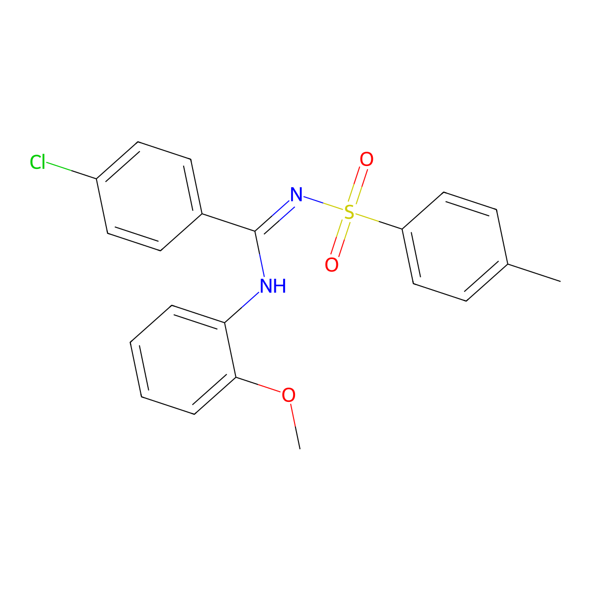 4-chloro-N-(2-methoxyphenyl)-N'-tosylbenzimidamide molecular structure, CAS 328014-86-4