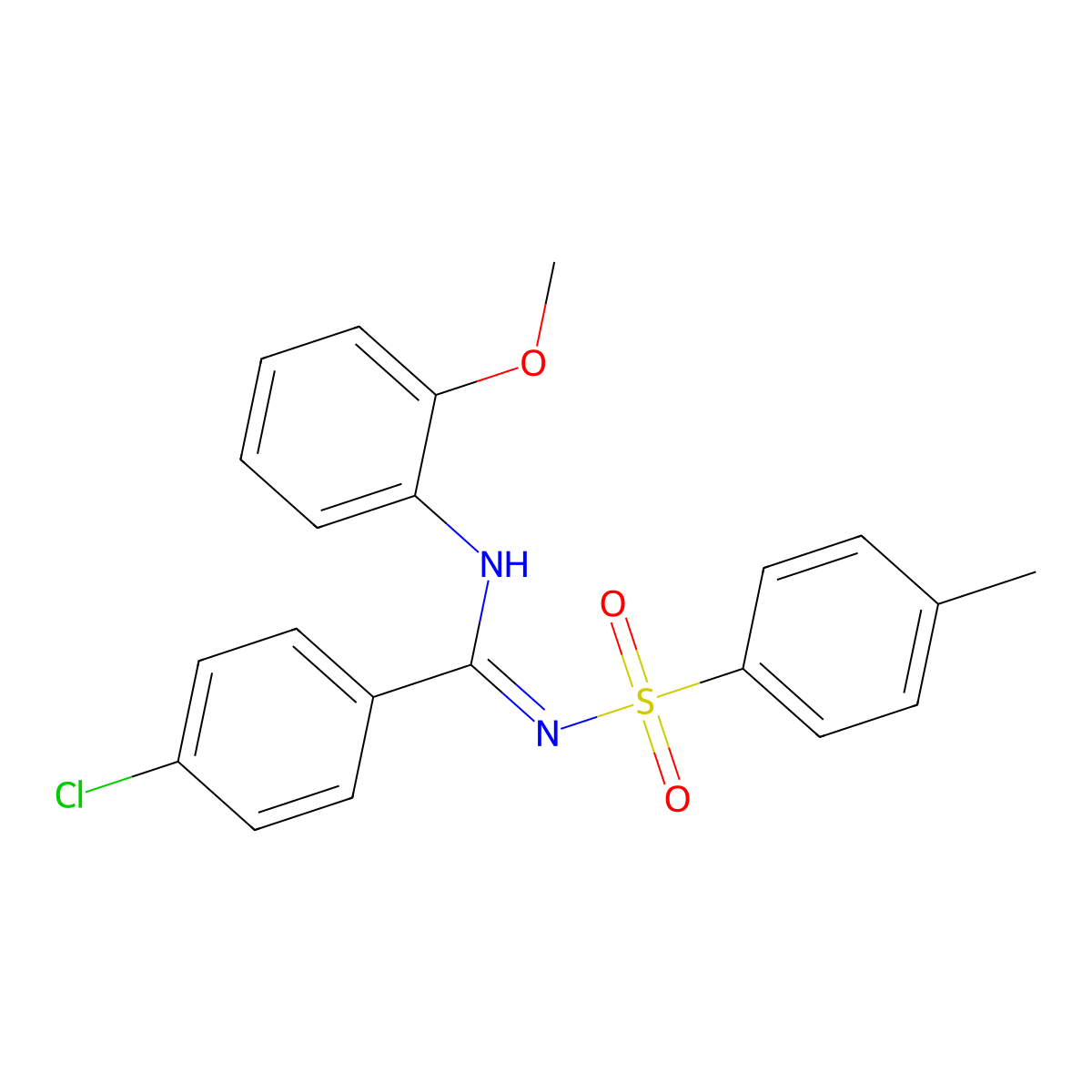 4-chloro-N-(2-methoxyphenyl)-N'-tosylbenzimidamide molecular structure, CAS 328014-86-4