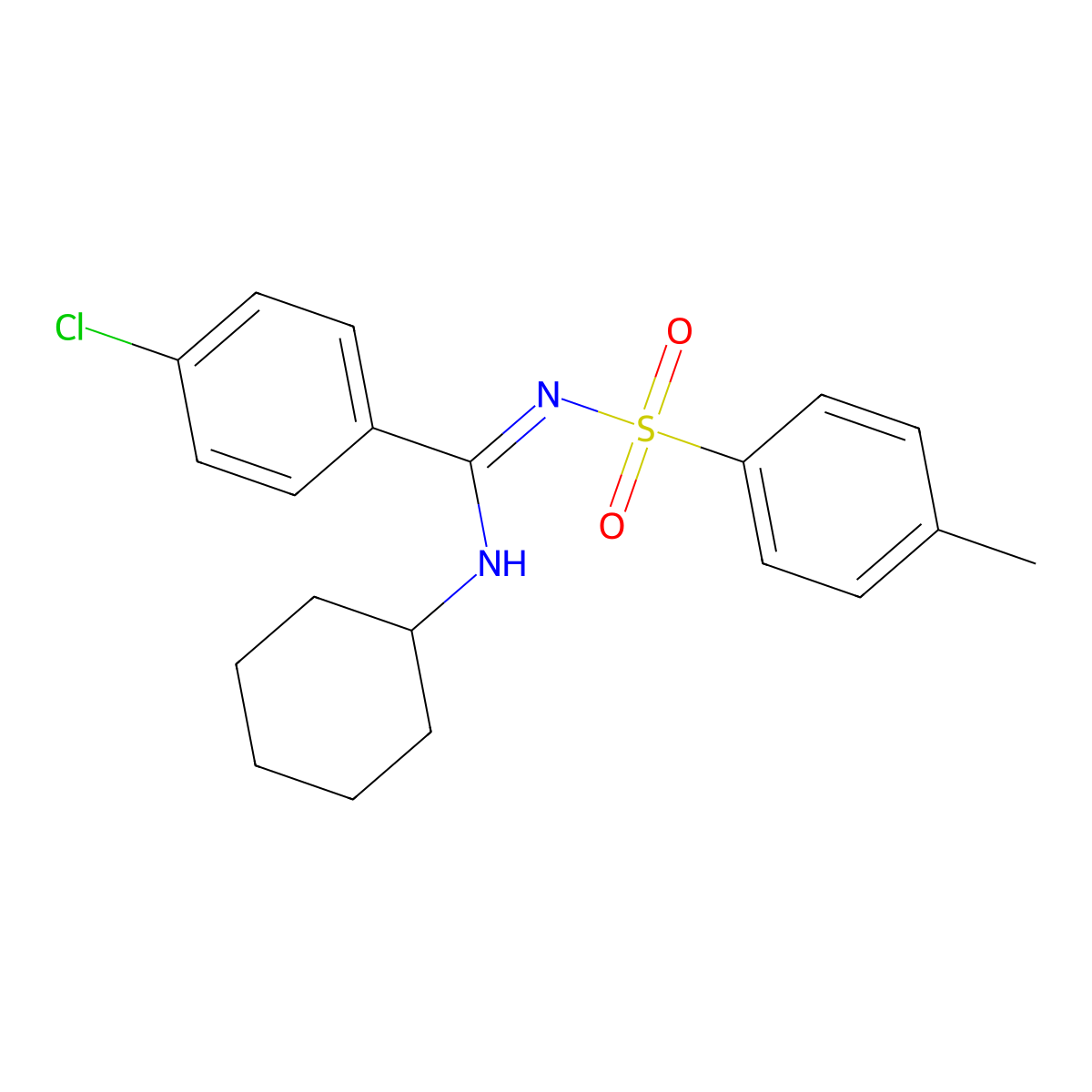 4-chloro-N-cyclohexyl-N'-tosylbenzimidamide molecular structure, CAS 328014-95-5