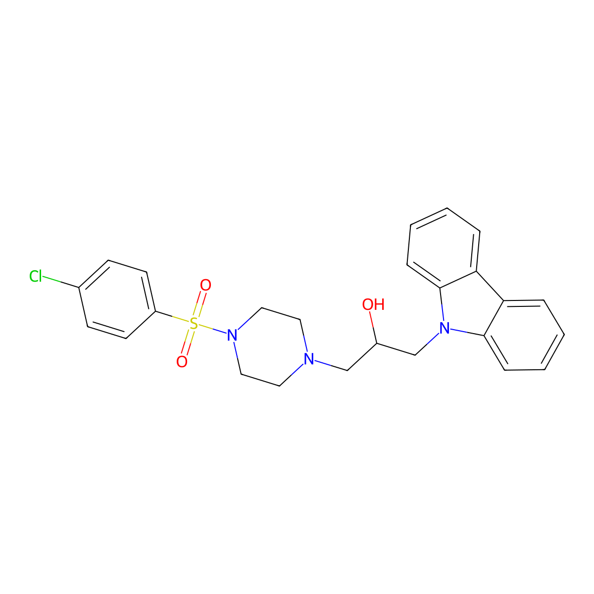 1-Carbazol-9-yl-3-[4-(4-chlorophenyl)sulfonylpiperazin-1-yl]propan-2-ol molecular structure, CAS 328015-27-6