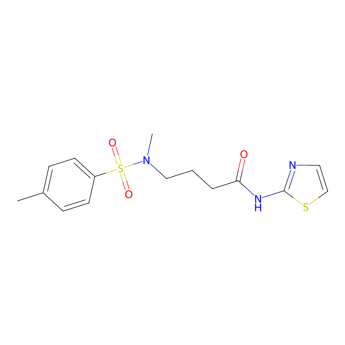 4-{methyl[(4-methylphenyl)sulfonyl]amino}-N-(1,3-thiazol-2-yl)butanamide molecular structure, CAS 328015-35-6