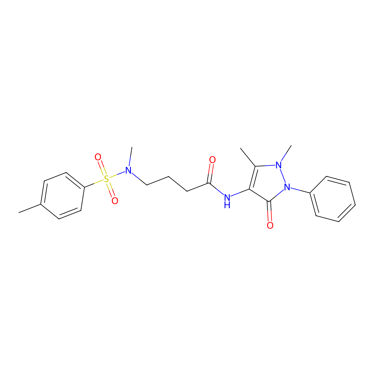 N-(1,5-dimethyl-3-oxo-2-phenylpyrazol-4-yl)-4-[methyl-(4-methylphenyl)sulfonylamino]butanamide molecular structure, CAS 328015-43-6