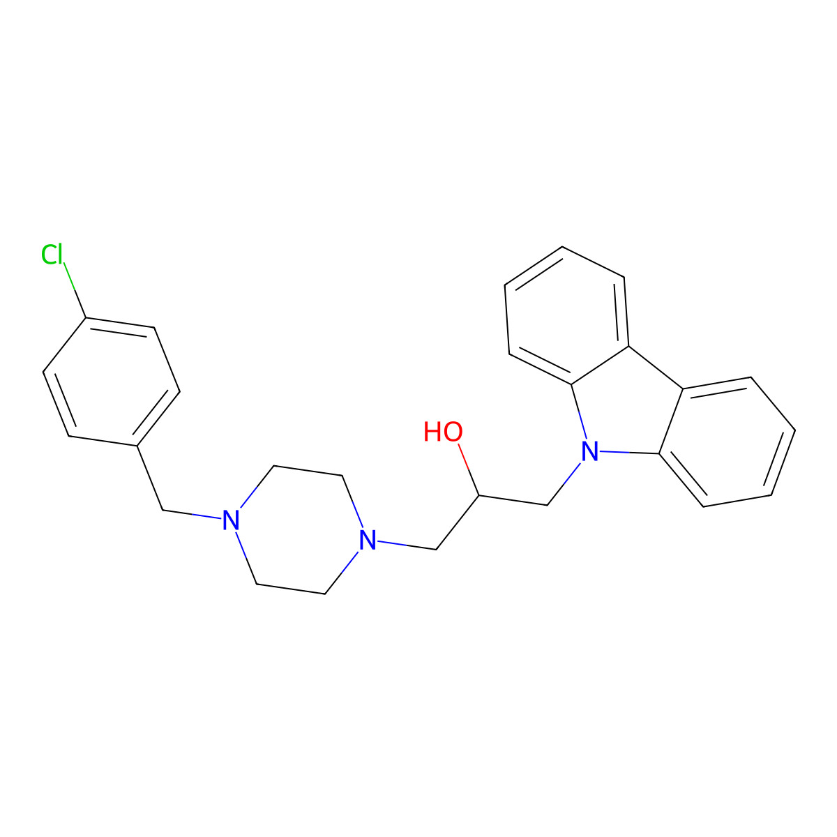 1-Carbazol-9-yl-3-[4-[(4-chlorophenyl)methyl]piperazin-1-yl]propan-2-ol molecular structure, CAS 328015-55-0