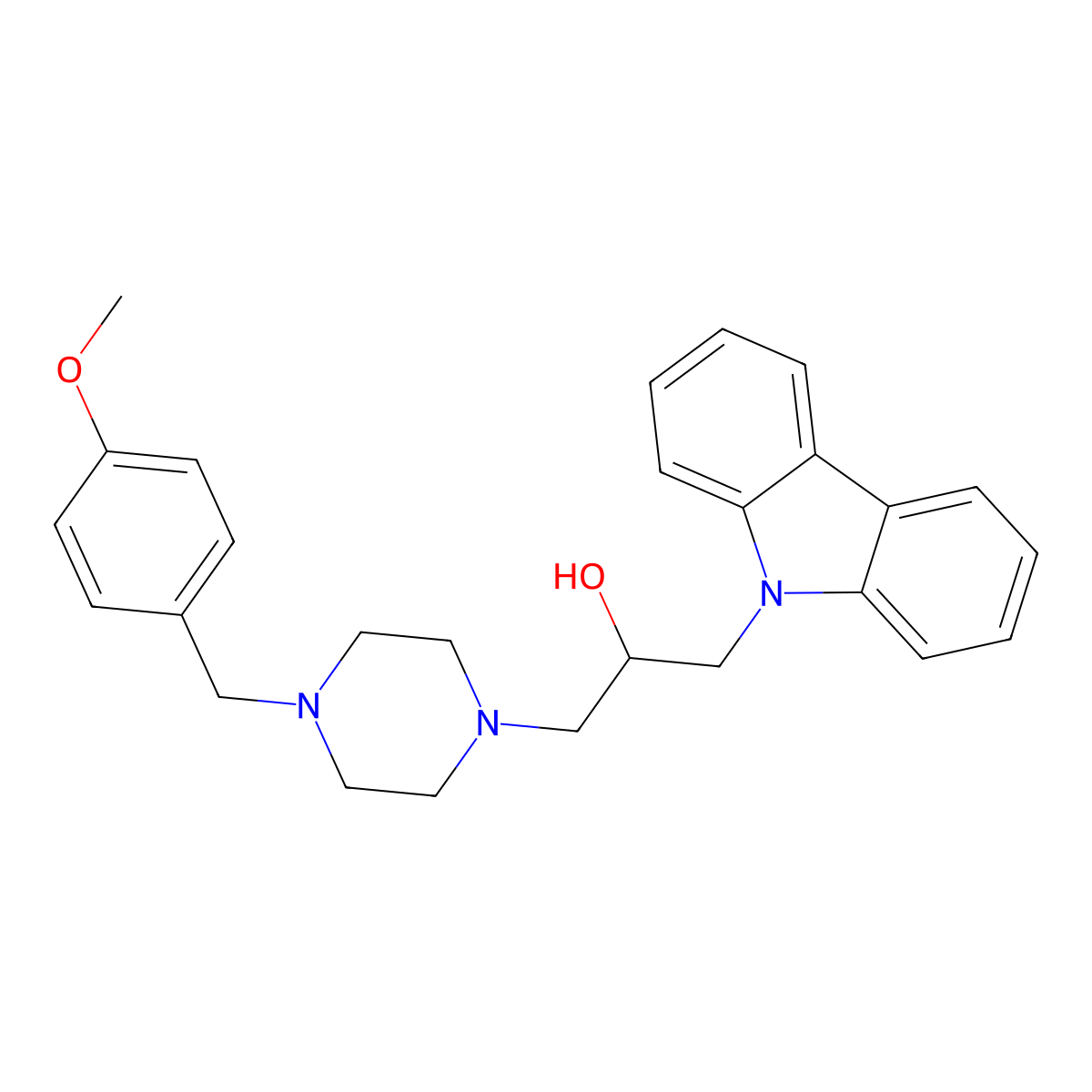 1-Carbazol-9-yl-3-[4-[(4-methoxyphenyl)methyl]piperazin-1-yl]propan-2-ol molecular structure, CAS 328015-62-9