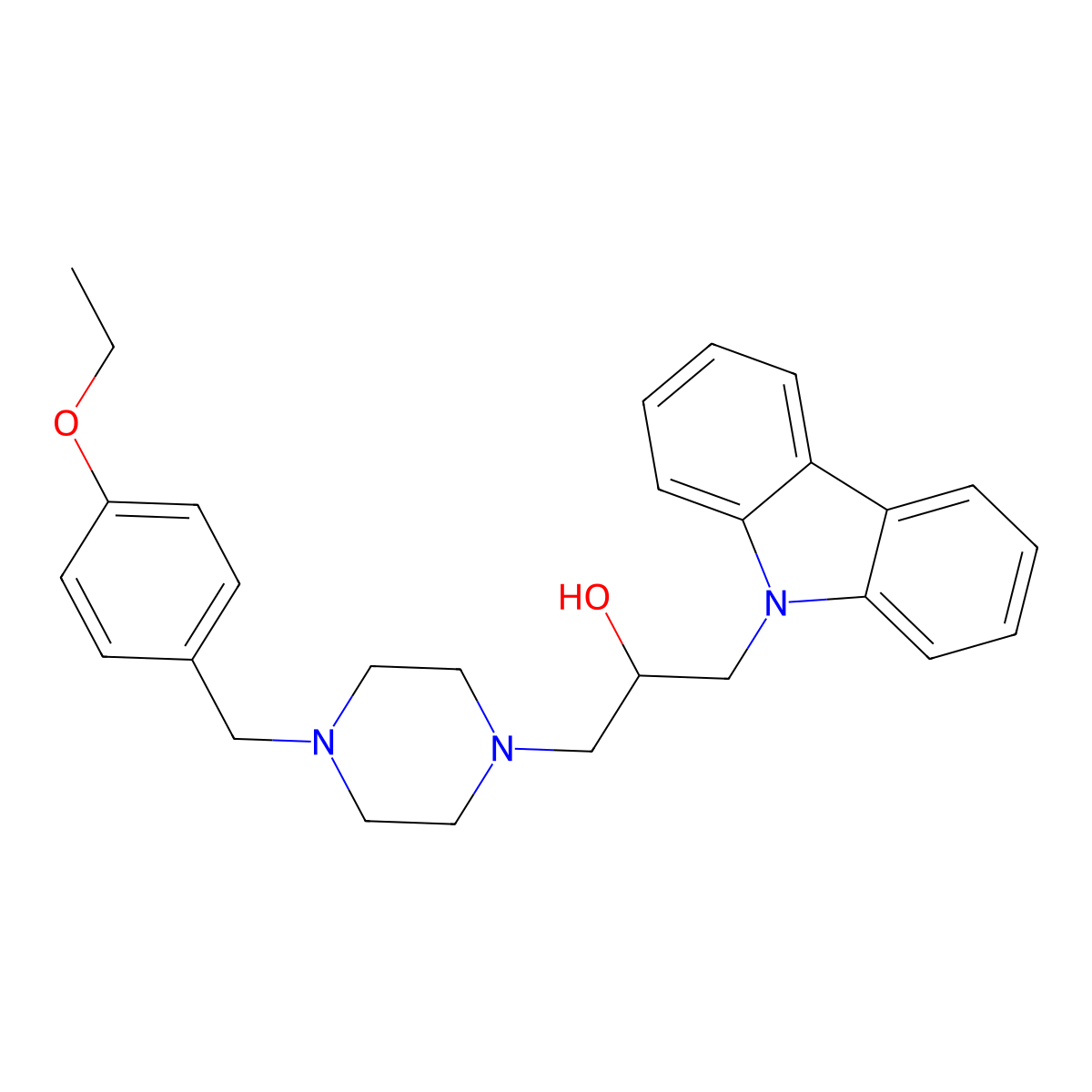1-(9H-carbazol-9-yl)-3-[4-(4-ethoxybenzyl)-1-piperazinyl]-2-propanol molecular structure, CAS 328015-83-4