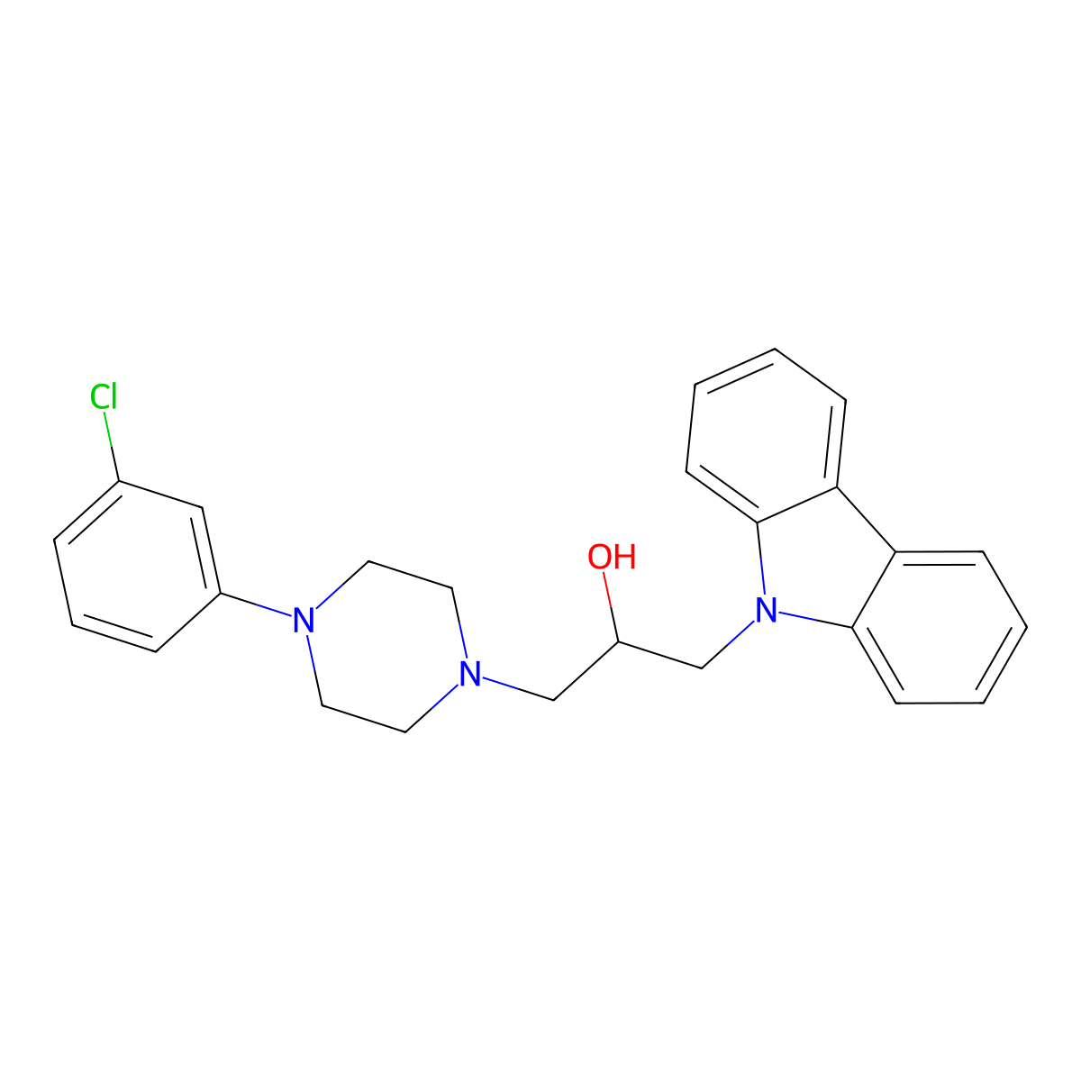 1-(9H-carbazol-9-yl)-3-[4-(3-chlorophenyl)piperazin-1-yl]propan-2-ol molecular structure, CAS 328015-91-4