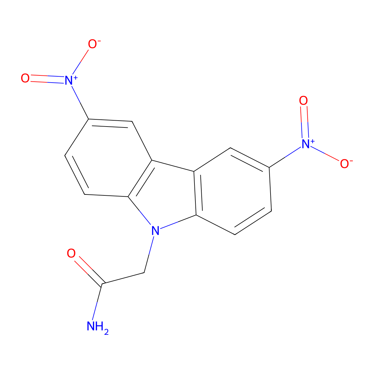 2-(3,6-Dinitrocarbazol-9-yl)acetamide molecular structure, CAS 328015-97-0