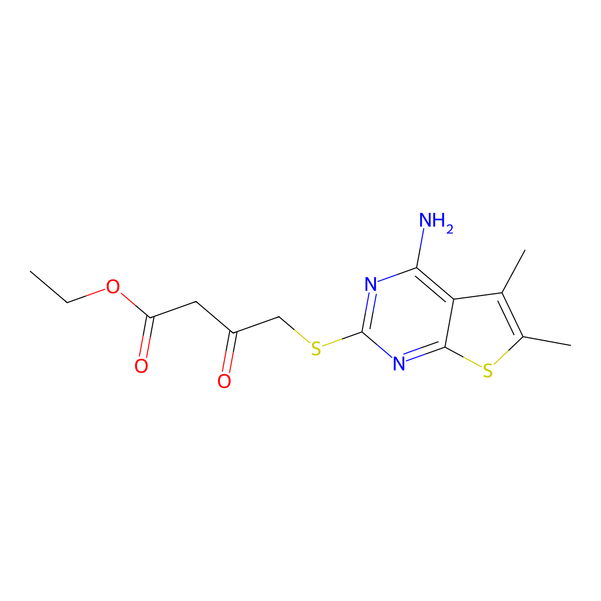 Ethyl 4-({4-amino-5,6-dimethylthieno[2,3-D]pyrimidin-2-YL}sulfanyl)-3-oxobutanoate molecular structure, CAS 328018-12-8