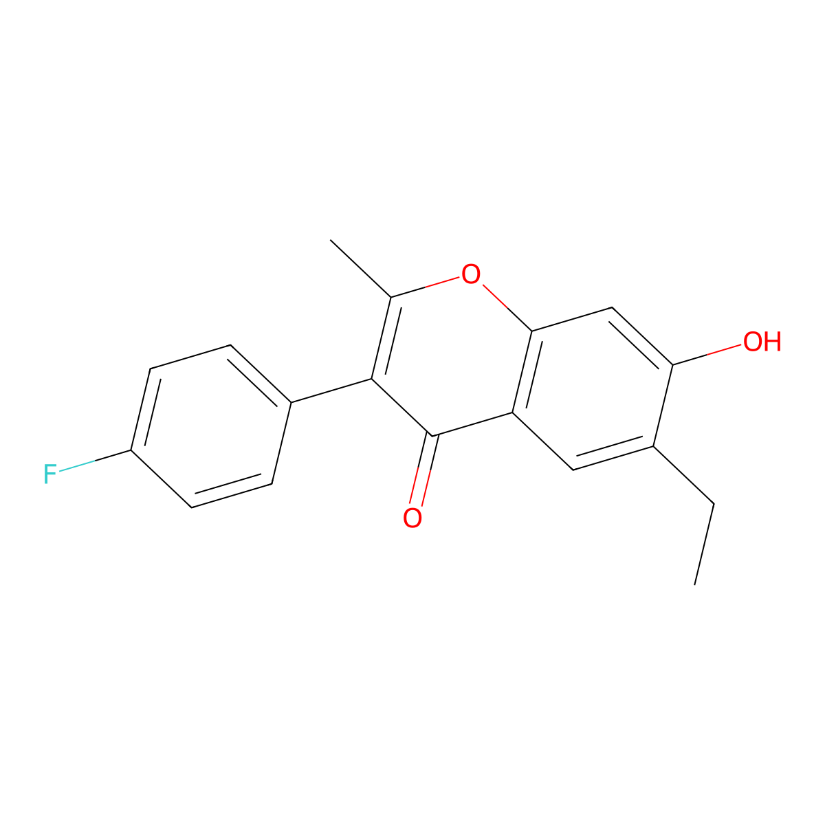 6-Ethyl-3-(4-fluoro-phenyl)-7-hydroxy-2-methyl-chromen-4-one molecular structure, CAS 328018-54-8