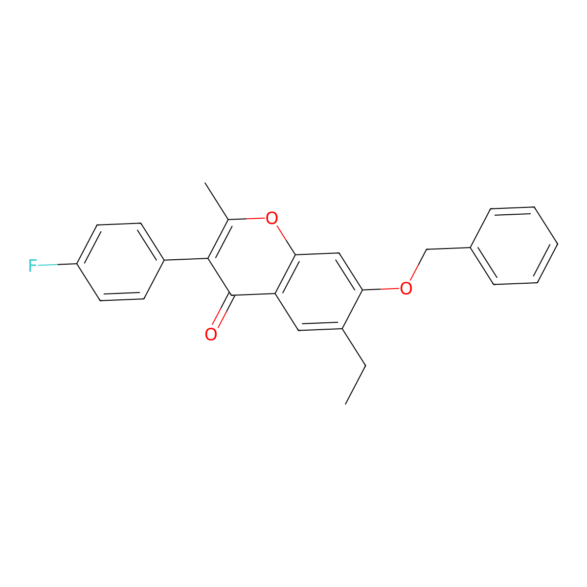 7-(benzyloxy)-6-ethyl-3-(4-fluorophenyl)-2-methyl-4H-chromen-4-one molecular structure, CAS 328018-71-9